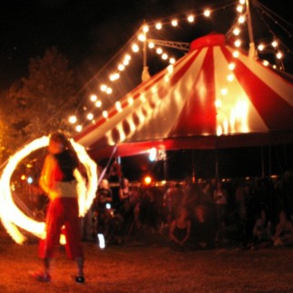 Fire Performer outside the Big Top